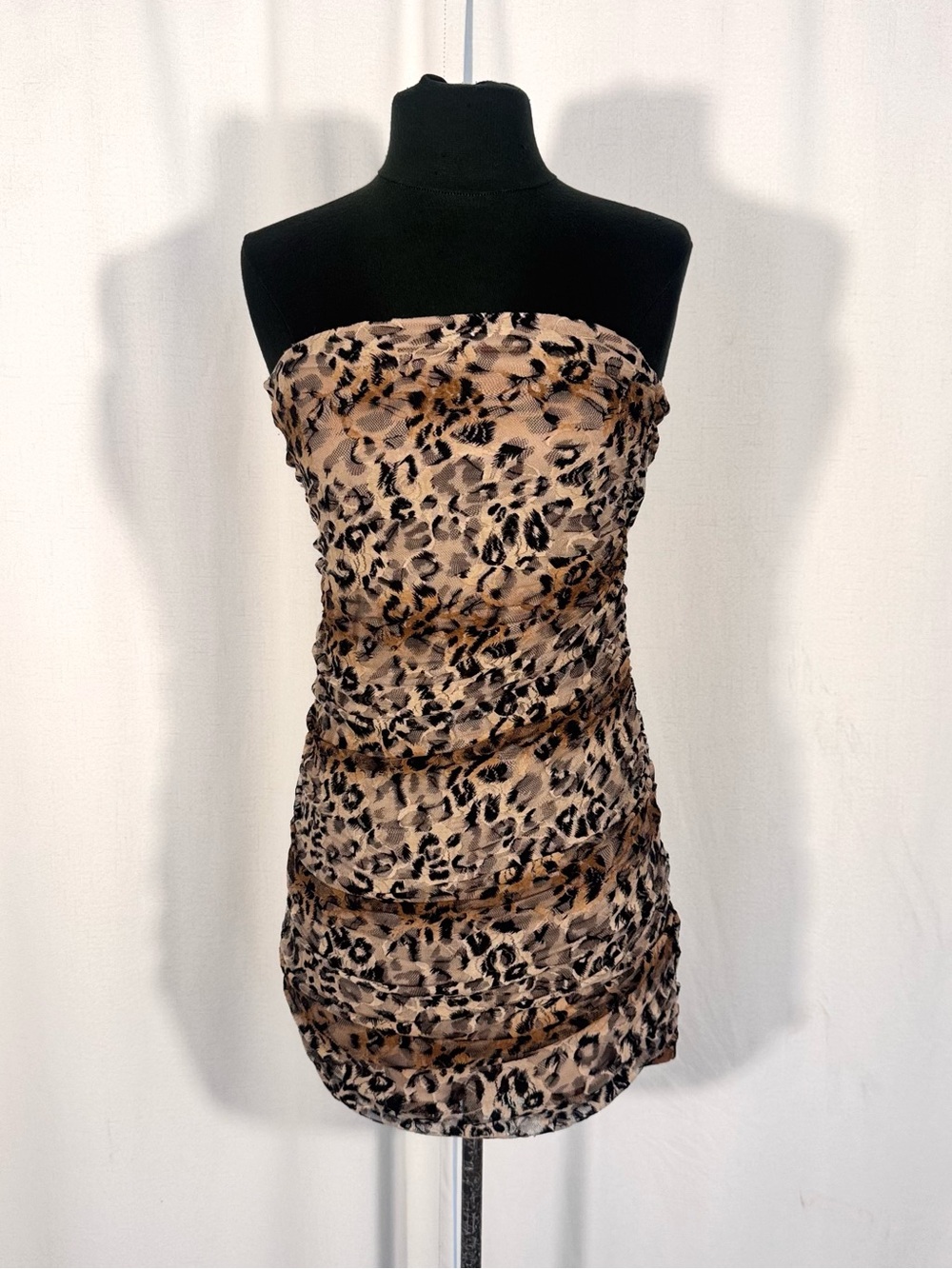 Guess Y2K Strapless Leopard Print Mini Dress